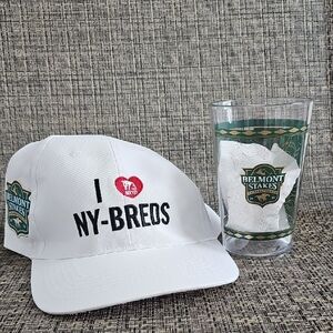 Belmont Horse Race 2025 Saratoga Springs NY Baseball Cap And Collector Cup